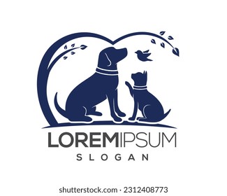 pet love, dog and cat, fur, happy, illustration, kitten, kitty, logo, love, paw, pet, puppy, shop, sitting, small, vector, veterinarian, veterinary, pet logo, pet care