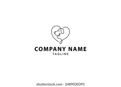 pet love logo with continuous line design style