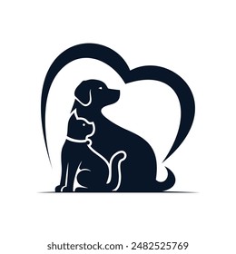 pet love logo design. pet care vector icon template