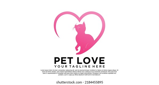 Pet Love Logo Design With Creative Unique Style Premium Vector