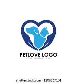 Pet Love Logo Design Template. Pet Care Vector Icon