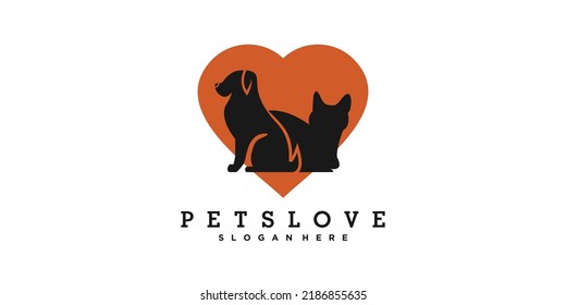 Pet Love Logo Design Template With Creative Concept