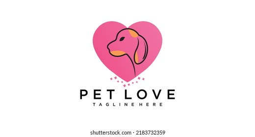  Pet Love  Logo Design With Love Unique Premium Vector