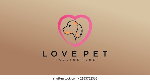  Pet Love  Logo Design With Love Unique Premium Vector