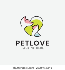 Pet love logo dog, cat icon logo