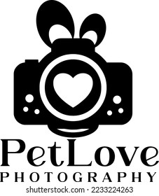 Pet love photography logo, dog photography monogram, pet lover photo studio emblem, photographer abstract icon