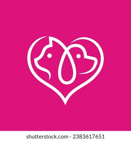 pet lover logo with cat and dog concept