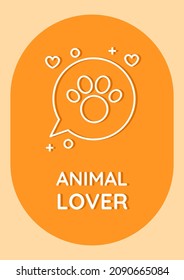 Pet lovers discussion group postcard with linear glyph icon. Greeting card with decorative vector design. Simple style poster with creative lineart illustration. Flyer with holiday wish
