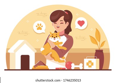 pet lovers flat design illustration