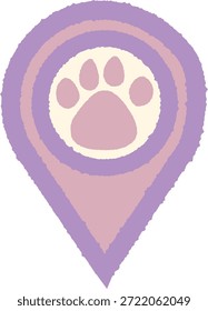 Pin del mapa del animal doméstico - color, aislado en fondo blanco