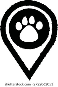 Pet Map Pin - mono, isolated on white background
