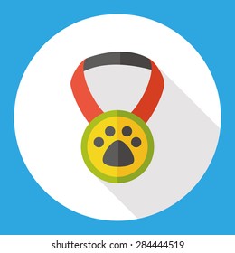 pet Medal flat icon with long shadow