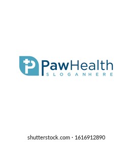 Pet Medical Clinic Health Design Logo Template  . Pet paw clinic health logo icon . Animal health logo