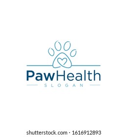 Pet Medical Clinic Health Design Logo Template  . Pet paw clinic health logo icon . Animal health logo