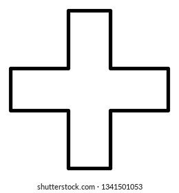 Pet medical cross icon. Outline pet medical cross vector icon for web design isolated on white background