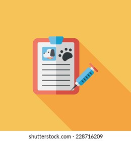 Pet medical records flat icon with long shadow, eps10