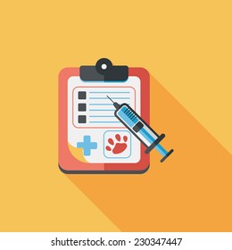 Pet medical records flat icon with long shadow, eps10