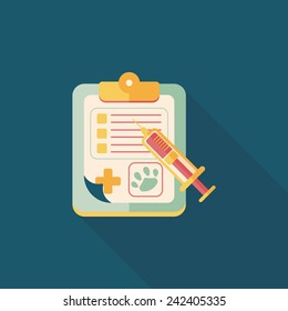 Pet medical records flat icon with long shadow, eps10