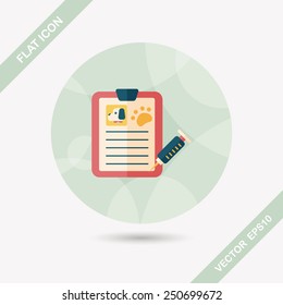 Pet medical records flat icon with long shadow, eps10