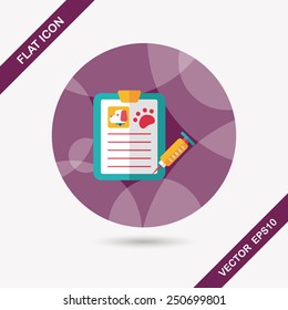 Pet medical records flat icon with long shadow, eps10