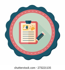 Pet medical records flat icon with long shadow, eps10