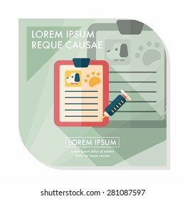 Pet medical records flat icon with long shadow, eps10