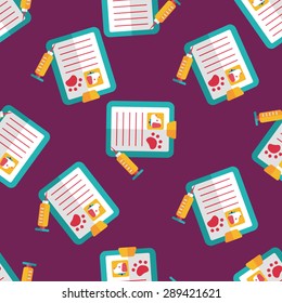 Pet medical records flat icon, eps10 seamless pattern background