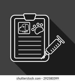Pet medical records flat icon with long shadow, eps10