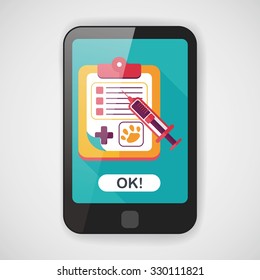 Pet medical records flat icon with long shadow, eps10