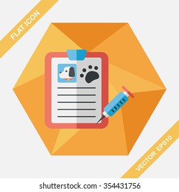 Pet medical records flat icon with long shadow, eps10