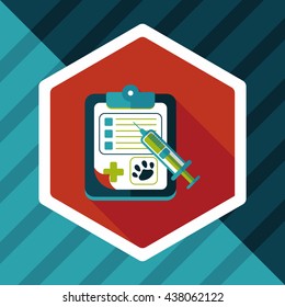 Pet medical records flat icon with long shadow, eps10