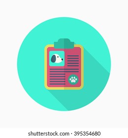Pet Medical records icon , Vector flat long shadow design.