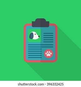 Pet Medical records icon , Vector flat long shadow design.