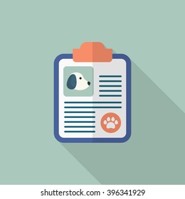Pet Medical records icon , Vector flat long shadow design.