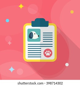 Pet Medical records icon , Vector flat long shadow design.