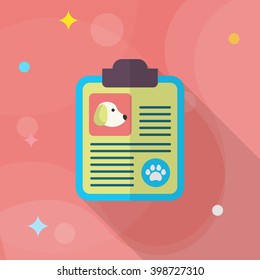 Pet Medical records icon , Vector flat long shadow design.