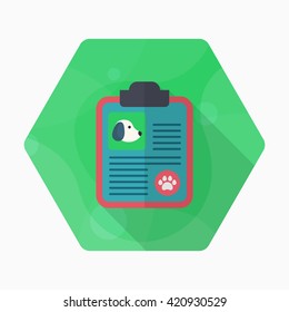 Pet Medical records icon , Vector flat long shadow design.