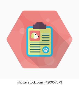 Pet Medical records icon , Vector flat long shadow design.