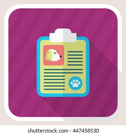 Pet Medical records icon , Vector flat long shadow design.