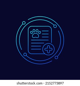 pet medical report or record icon, linear design