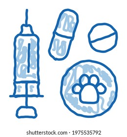 Pet Medicaments sketch icon vector. Hand drawn blue doodle line art Pet Medicaments sign. isolated symbol illustration