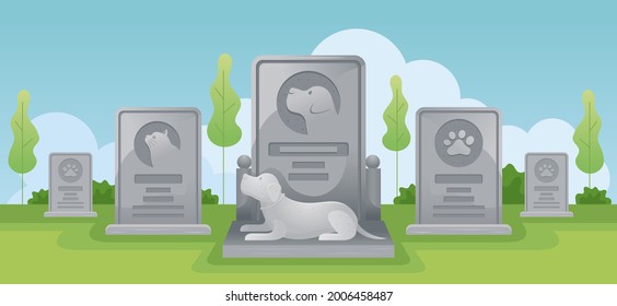 Pet Memorial Graveyard Cemetery, Dog and Cat Tombstones and Sculpture