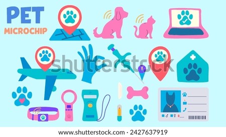 Pet microchip cute graphic element in flat handdrawn style