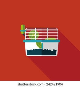 Pet mouse cage flat icon with long shadow,eps10