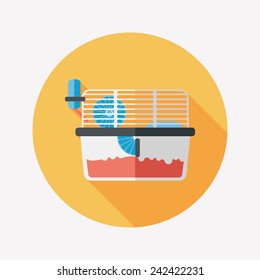 Pet mouse cage flat icon with long shadow,eps10