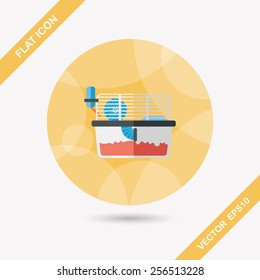 Pet mouse cage flat icon with long shadow,eps10