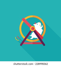 Pet mouse exercise wheel flat icon with long shadow,eps10