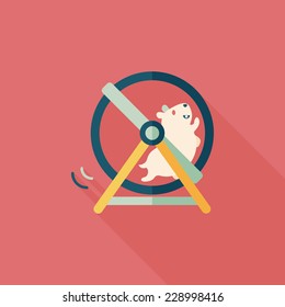 Pet mouse exercise wheel flat icon with long shadow,eps10