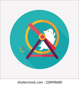 Pet mouse exercise wheel flat icon with long shadow,eps10