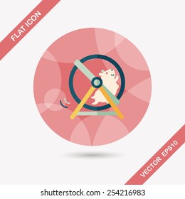 Pet mouse exercise wheel flat icon with long shadow,eps10